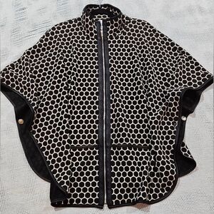 Joseph Ribkoff Designer Black & Cream Polka Dot Modern Cape Size 8